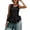 Black, variant on Women's Casual Sleeveless Ruffle Hem Tank Top, Flowy Crew Neck Blouse, Lightweight Linen Blend Summer Layering Top Navy XL