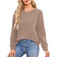 thumbnail image 3 of Fancyglim Women Sweatshirts Crew Neck Long Sleeve Tunic Tops Casual Pullover with Pockets Khaki S, 3 of 6
