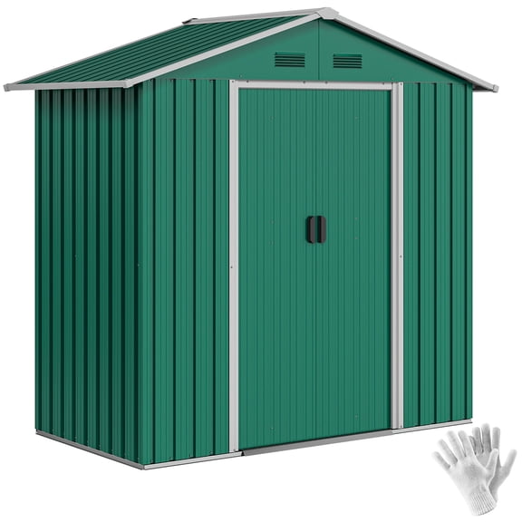 Outsunny 6.5x3.5ft Metal Garden Shed for Outdoor Storage, Green