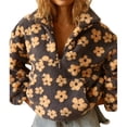thumbnail image 2 of Sudadera de Otoño para Mujer, de Felpa Suave con Estampado Floral, con Cremallera y Capucha Amarillo S, 2 of 10