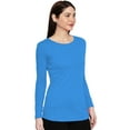 thumbnail image 2 of eloria Women's T-Shirt Round Neck Solid Color Plain Full Sleeve T-Shirt Color: Blue | Size: M, 2 of 7