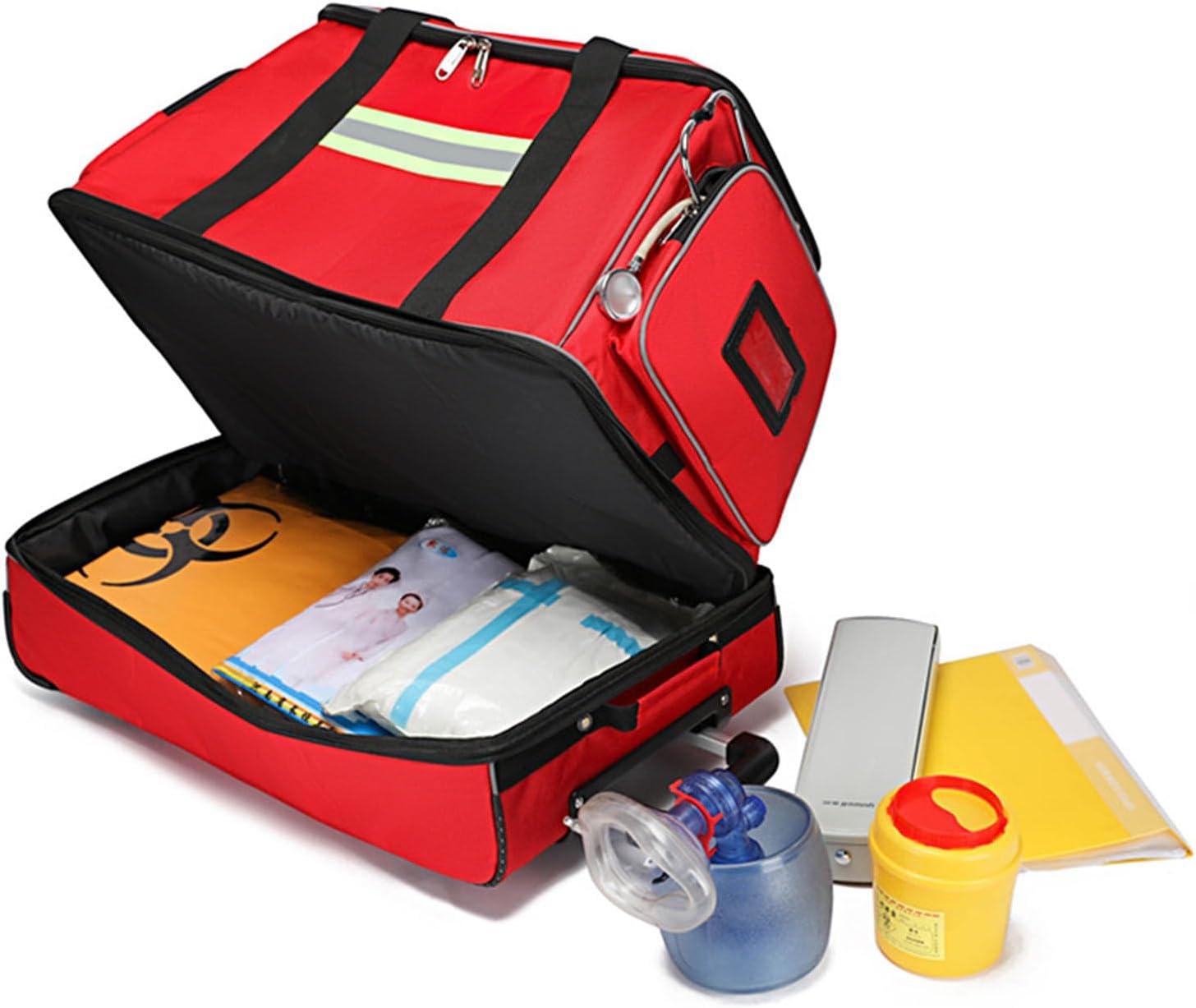 Rolling Roller Bag Trolley EMT Bag Empty for First Aid Responder Home Health Care Nursing Student Roll Duffle Bag Carry on with Wheels