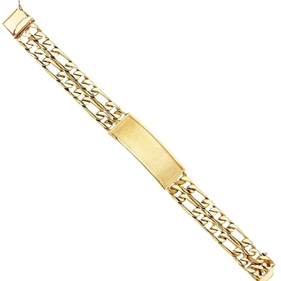 14K 2L Figaro Link ID Bracelet - 8.5"