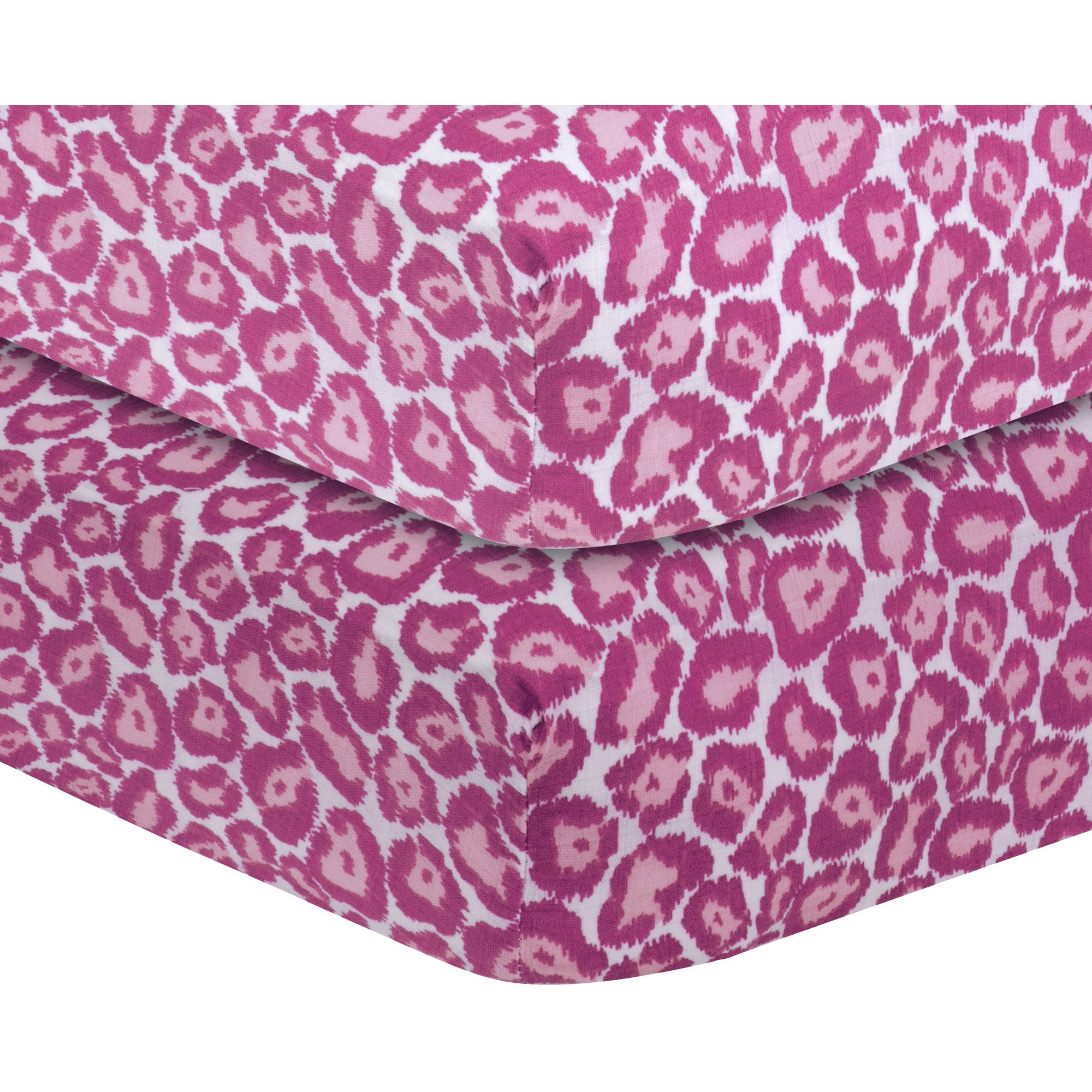 Bacati - Ikat Crib/Toddler Bed Fitted Sheets 100% Cotton Muslin 2 Pack, Available in Multiple Patterns