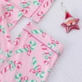 thumbnail image 4 of Luwomo Christmas Pajamas 2 Piece Sets Womens Casual Santa All Print Lapel Long Sleeved and Long Pants Cardigan Loose Fit Homewear Comfy Sleepwear,B-Red,S, 4 of 9