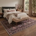 thumbnail image 6 of GENIMO 8'x10' Area Rug for Living Room, Large Machine Washable Non Slip Low Pile Rug for Bedroom Dining Room, Classic Floral, Dusty Plum, 6 of 6