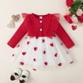 thumbnail image 3 of GYRATEDREAM Toddler Baby Girl Valentines Day Outfit Long Sleeve Heart Dress Kids Mesh Tulle Tutu Dressess 12-18 Months, 3 of 10