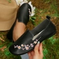 thumbnail image 4 of Penny Loafers for Women Floral Embroidery Low Top Flat Shoes Lightweight Wide Toe Box Casual Walking Shoes Black Size 6.5, 4 of 6