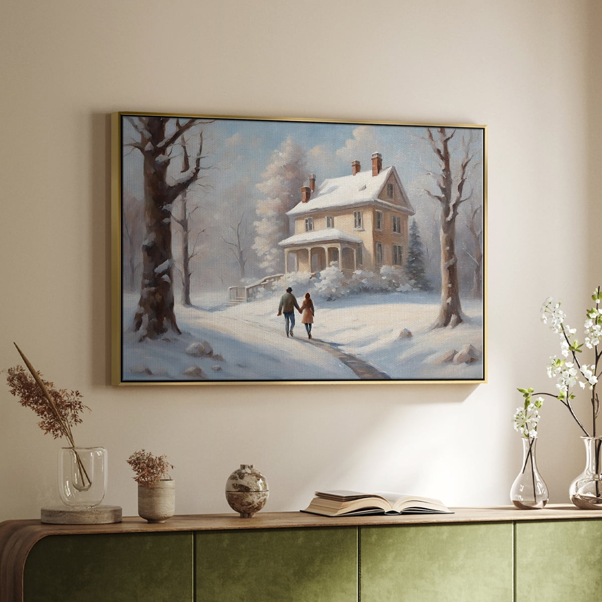 Vintage Landscape-CCVIII By Wexford Home Framed in Gold Wood Gallery Wrapped Canvas 27 in. x 41 in.