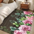 thumbnail image 4 of Spring Pink Roses Area Rugs 2.7'x5', Washable Small Throw Rugs for Kitchen Bedroom, Pastoral Eucalyptus Leaves Brown Wooden Indoor Outdoor Rug Non-Slip Low Pile Carpet Runner Reversible Floor Mats, 4 of 8