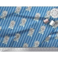 thumbnail image 2 of Soimoi Blue Cotton Duck Fabric Bow & Artistic Skull Stripe Print Sewing Fabric Yard 42 Inch Wide, 2 of 3