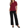 thumbnail image 2 of CAMISA DE MUJER CON CUELLO INSPIRE CHIC, CON BOTONES EN LA PARTE FRONTAL Y MANGAS CORTAS, TAMAÑO XL, COLOR ROJO VINO, 2 of 5