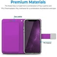 thumbnail image 5 of For Apple iPhone SE 3 (2022) SE/8/7 luxurious PU leather Wallet 6 Card Slots Pocket folio Strap & Kickstand Pouch Flip Phone Case Cover by Xpression [Purple], 5 of 8
