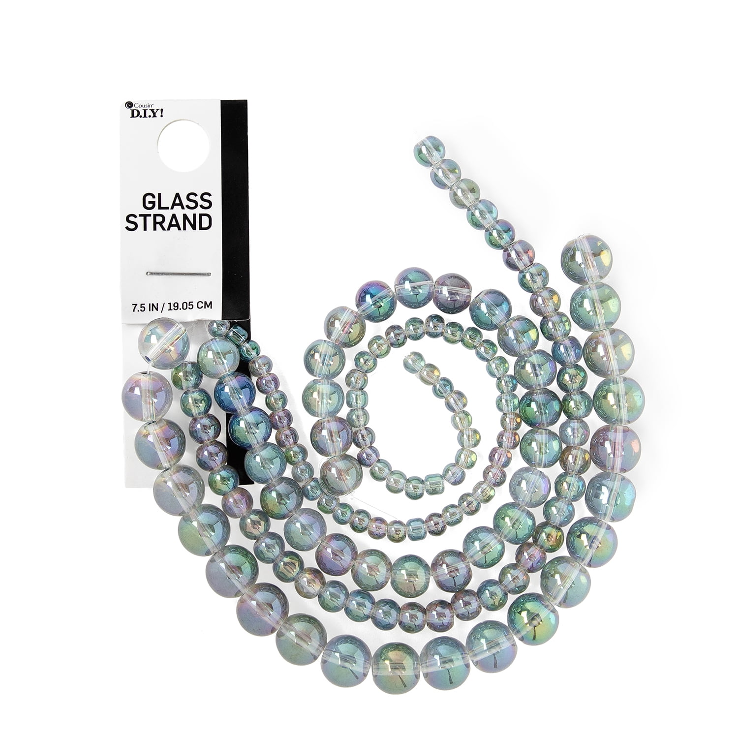(2 pack) CousinDIY Round Glass Bead Strand in Multi Sizes, 7.5 in/Strand, AB Green, 135 Piece, Model 69992000