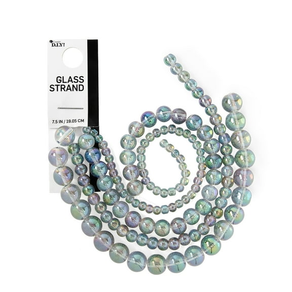 CousinDIY Round Glass Bead Strand in Multi Sizes, 7.5 in/Strand, AB Green, 135 Piece, Model 69992000
