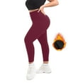thumbnail image 3 of qucoqpe Womens Plus Size High Waist Fleece-Lined Thermal Yoga Pants Fall Winter Stretchy Comfortable Warm Workout Leggings, 3 of 6