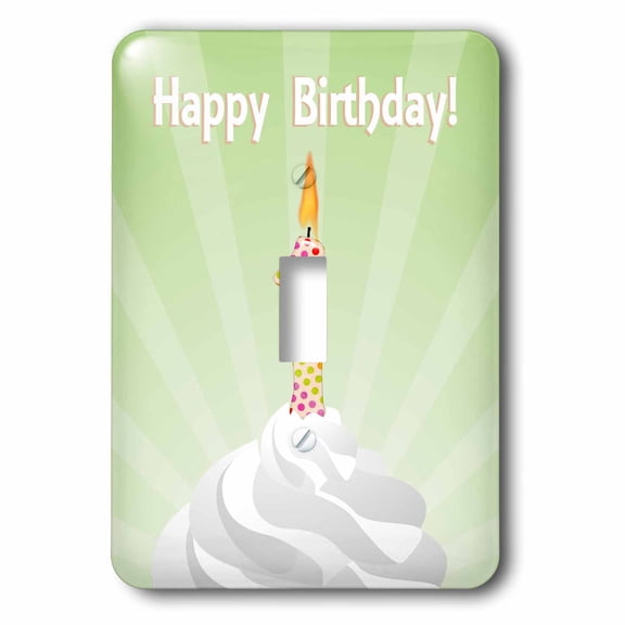 Number 1 Candle with Colorful Dots on Top of Whipped Icing, Happy Birthday 2 plug outlet cover lsp-179336-6