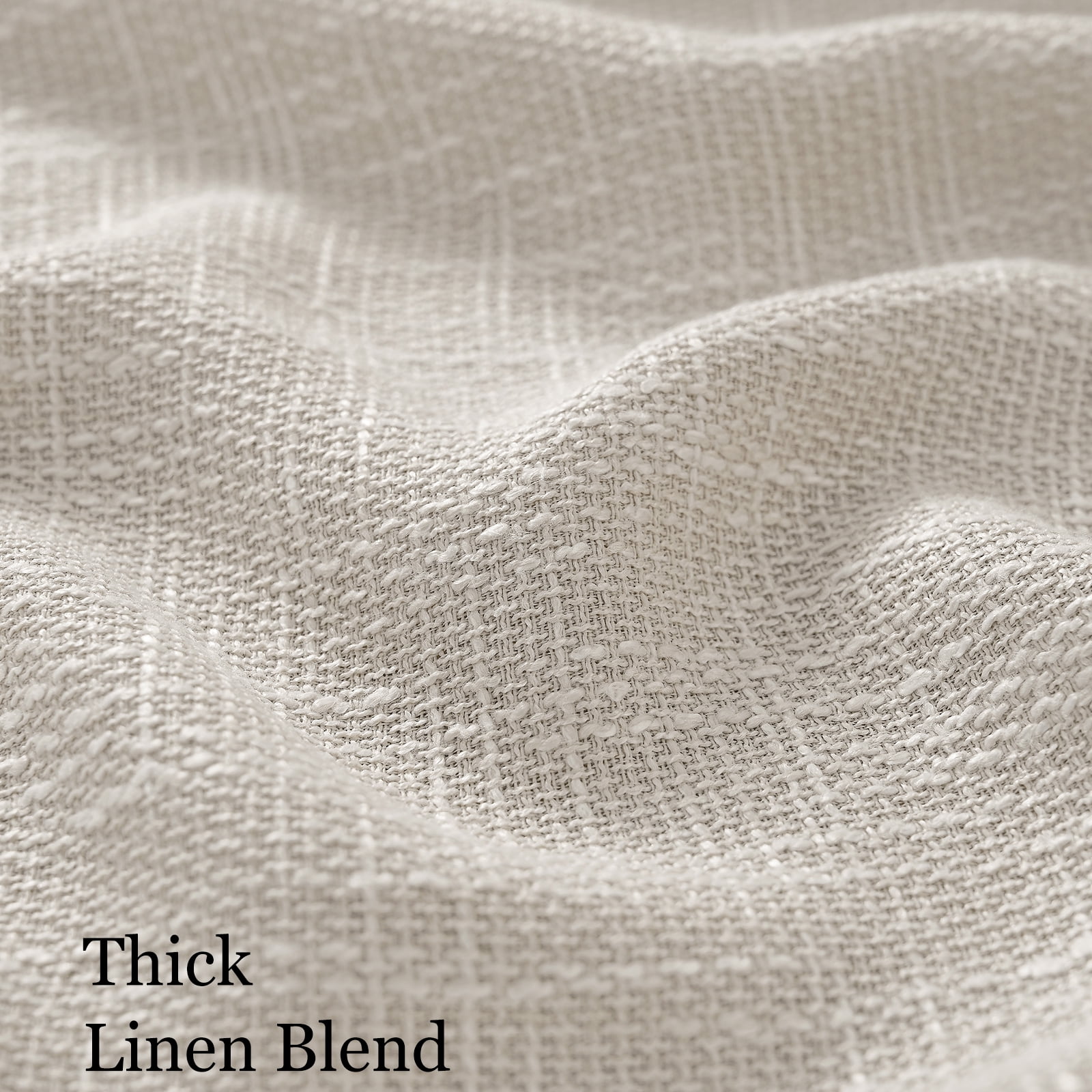 RISSIEN Burlap Linen Farmhouse Curtains 84 inch Length 2 Panels for Living Room Textured Thick Light Filtering Privacy Window Curtain Drapes with Grommet for Bedroom 7ft (52x84 Beige)