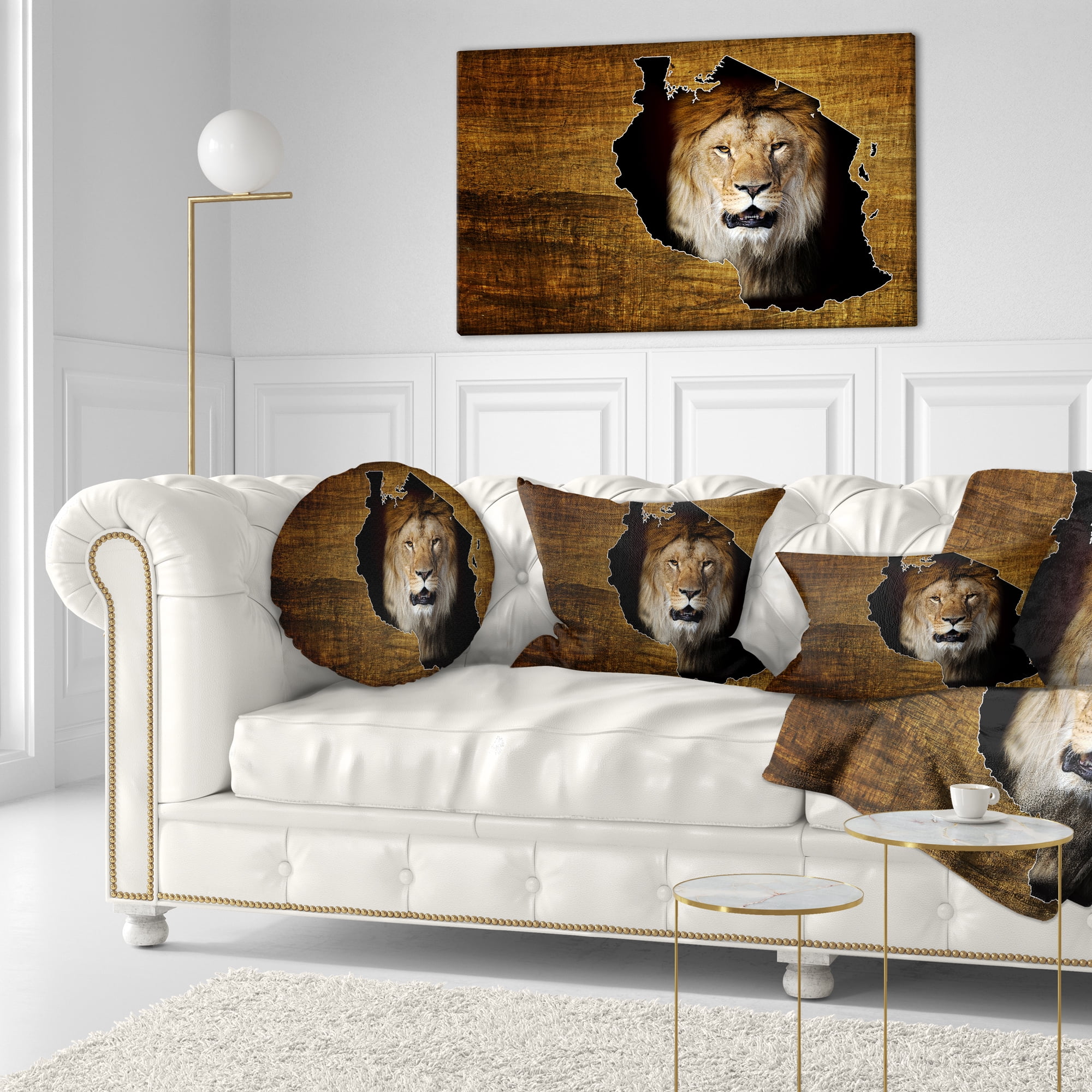 Designart Tanzania Wildlife Map Design - Abstract Throw Pillow - 12x20