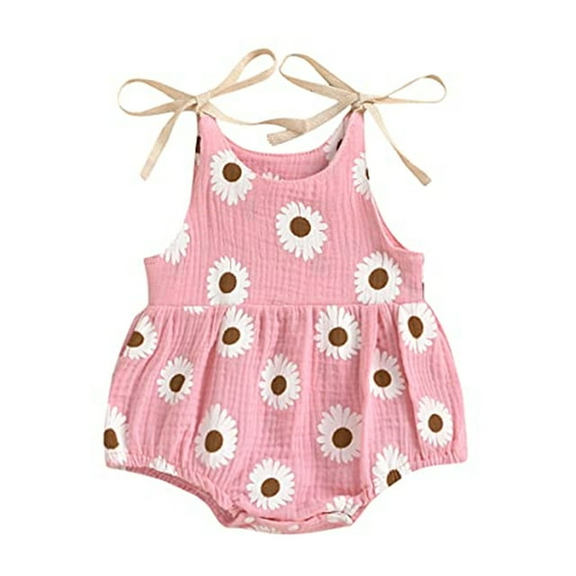 EYIIYE Bébé Filles Été une Seule Pièce Combinaison Sans Manches Floral Sangle Romper