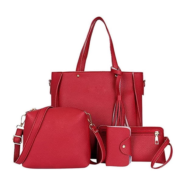Conjunto De 4 Piezas Para Mujer, Bolso De Mano, Bolso De Hombro, Billetera Y Tarjetero, Elegante Mochila Multifuncional, Bolsos De Viaje De Gran Capacidad, Bolsos De Hombro Scienceny AP006301-01
