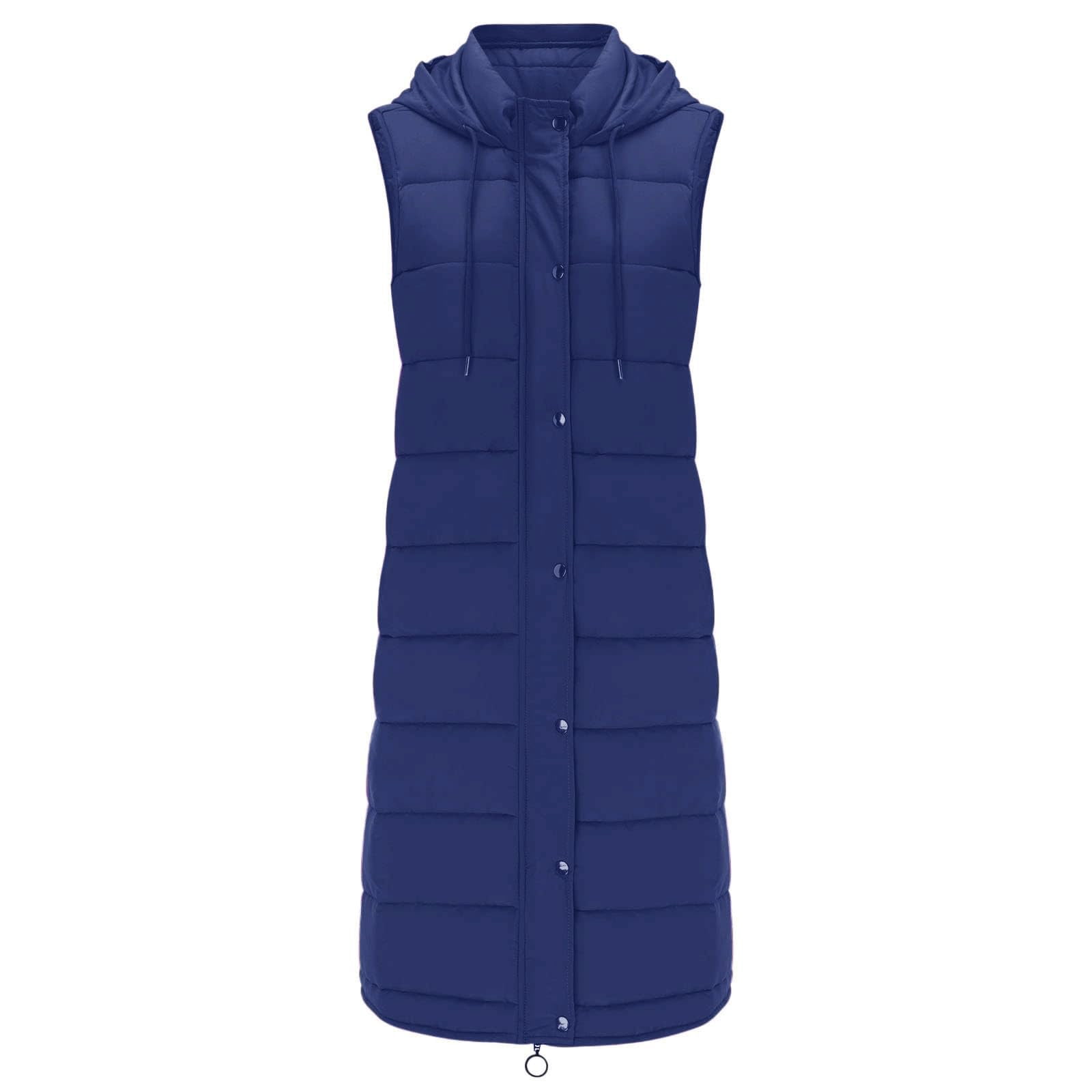 Womens Puffer Vest Sleeveless Hooded Long Quilted Vests Zip Up Lightweight Puffy Winter Jackets Gilet with Pockets