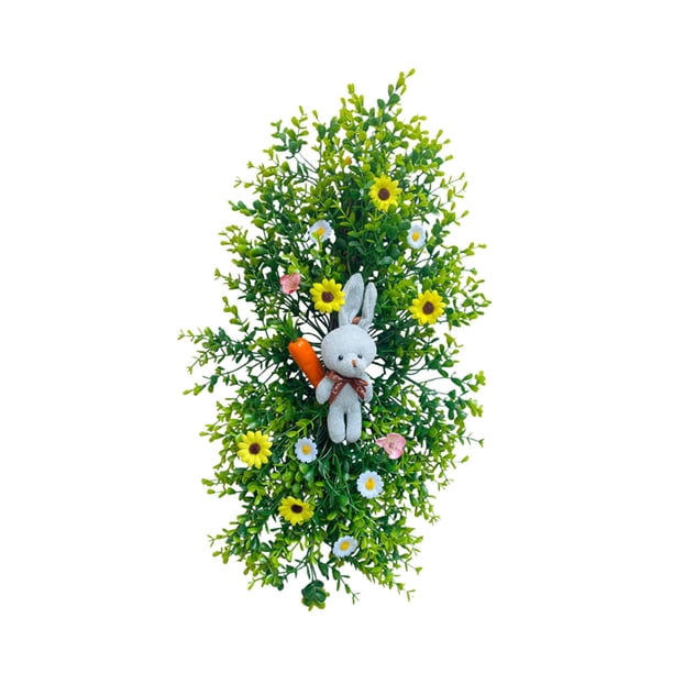 Vid artificial de Pascua duradera para la decoración de la mesa del hogar, corona de flores artificiales Zanahoria Conejo