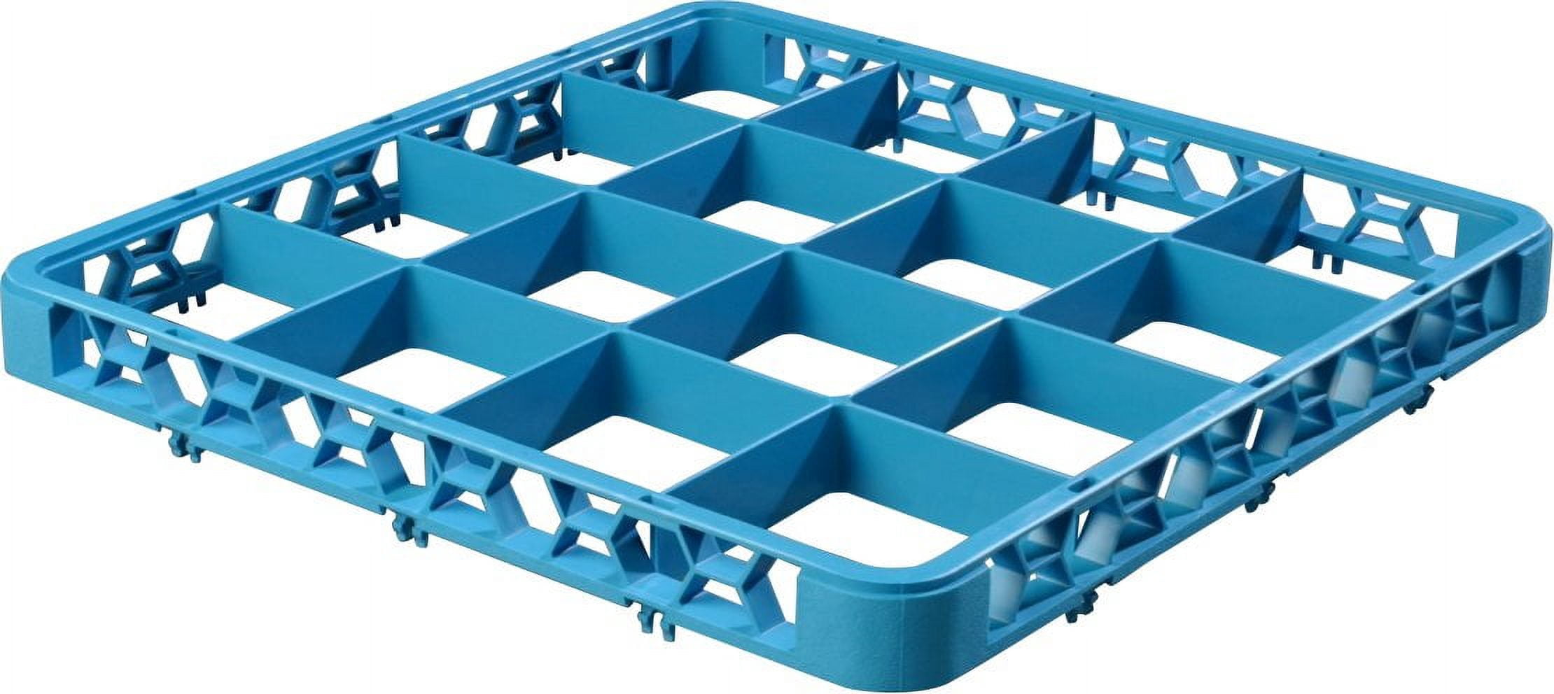 Carlisle OptiClean 16-Compartment Glass Rack Extender, 1-7/9"H x 19-3/4"W x 19-3/4"W, Blue