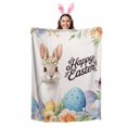 thumbnail image 2 of Throw Blanket Fleece Throw Blanket 40x50in, Farmhouse Easter Rabbit Egg Soft Lightweight Bed Blankets Spring Blossom Flower Fuzzy Couch Blankets for All Season, 2 of 9
