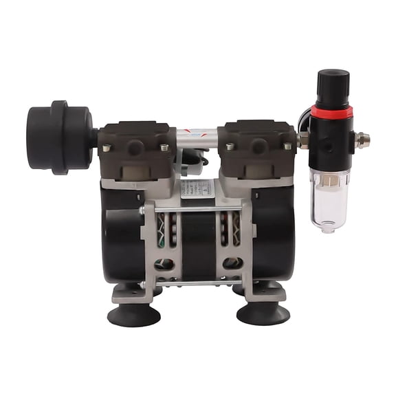 Oil Free Lab Vacuum Pump, 60L/min 200W 1450rpm/min -90Kpa Oilless Oil Free Vacuum Pump Diaphragm Vacuum Pump Oilless Mute Pump Industrial Oilless Vacuum Pump with Air Filter, Pure Copper Motor