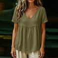 thumbnail image 4 of Ankola Womens Tops Casual V Neck Short Sleeve T Shirts Babydoll Loose Fit Peplum Tops, 4 of 6