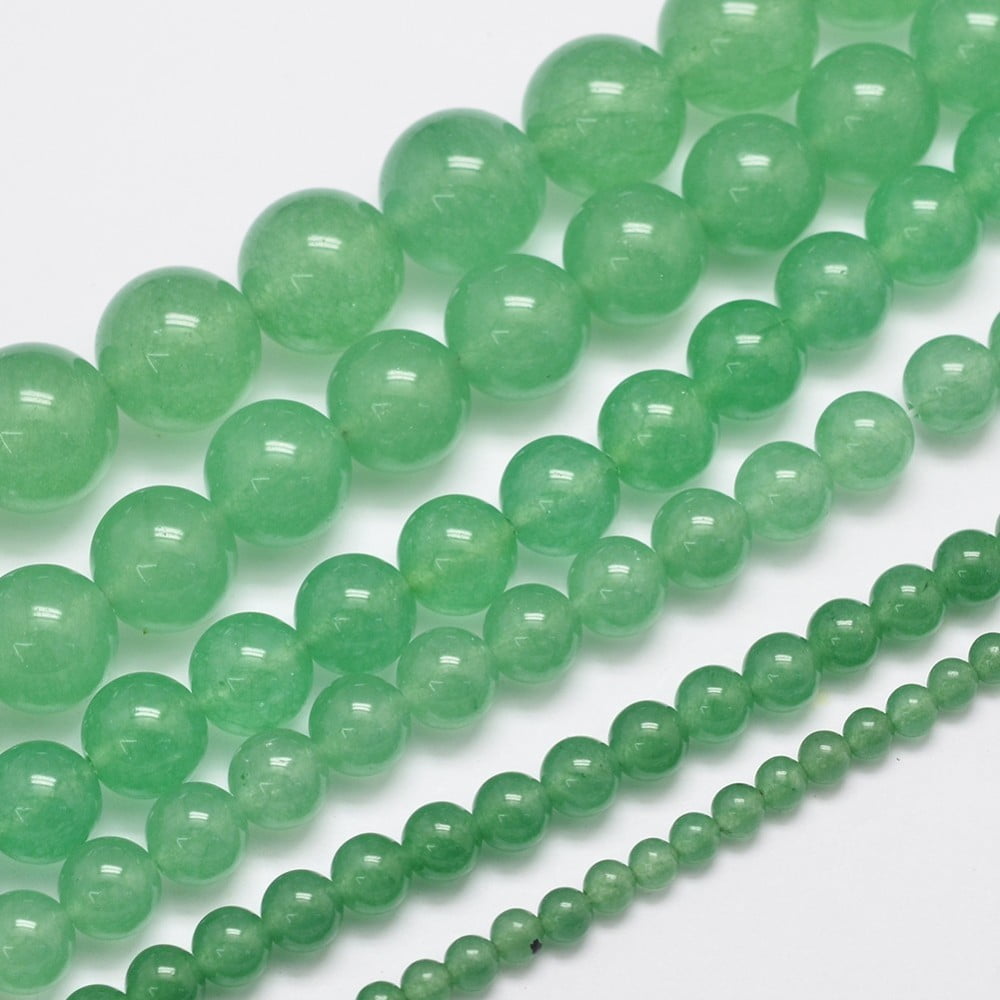 Natural Dyed Malaysia Jade Bead Strands Imitation Green Aventurine Round Medium Sea Green 10mm Hole: 1.0mm 38pcs/strand 15 inch