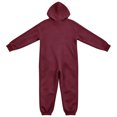 thumbnail image 6 of Women's Fleece Lined Hooded Jumpsuit Long Sleeve Zip Up One Piece Tracksuit Loose Fit Soft Warm Cozy Fall Winter Loungewear Y2K Streetwear with Pockets Wine, 6 of 7