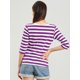 thumbnail image 5 of Disfraz de Día de San Patricio para mujer Mangas en el codo Top Cuello redondo Camiseta ajustada Camiseta estampada informal Púrpura XL, 5 of 6