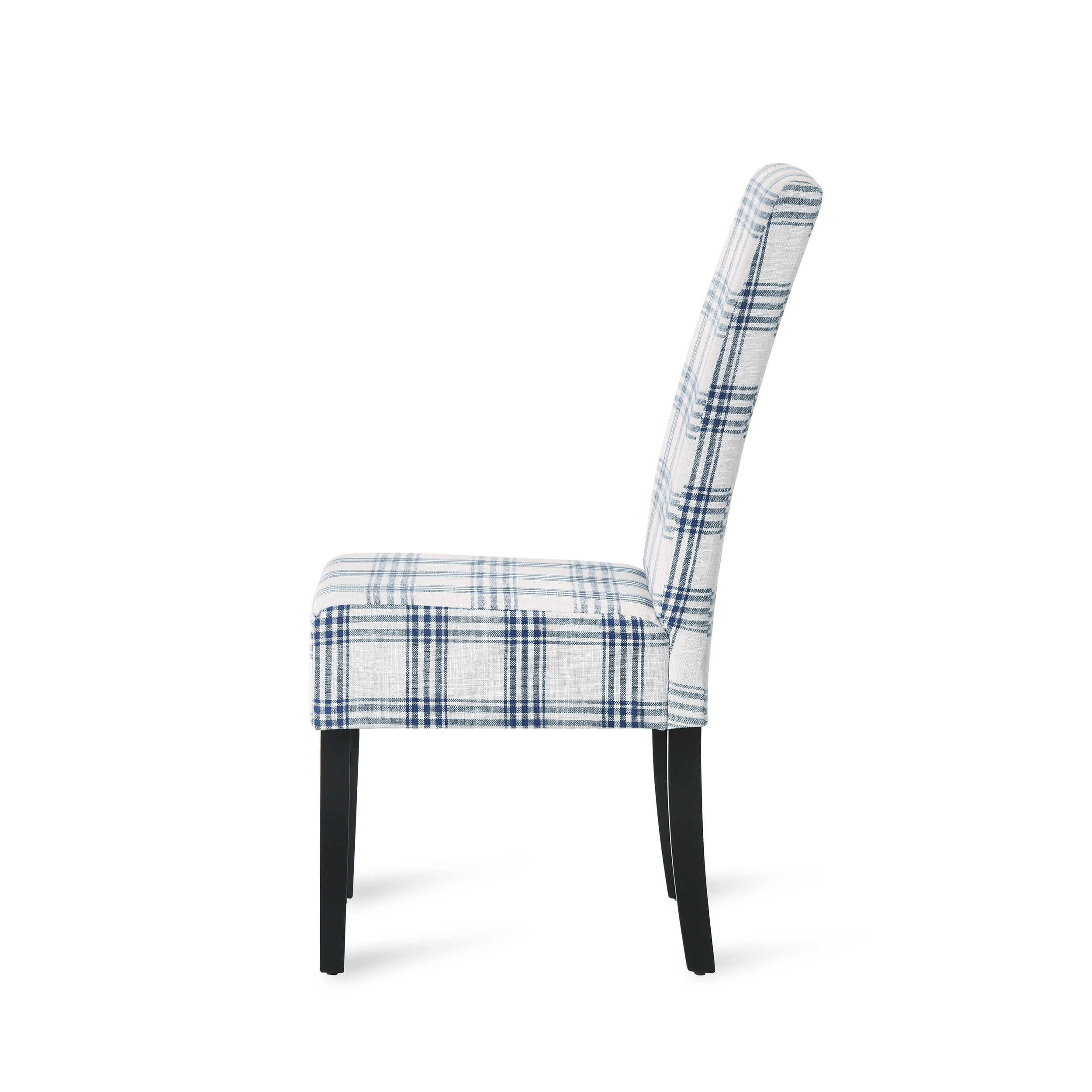 Noble House Asher Contemporary Fabric Dining Chairs, Set of 2, Dark Blue, Light Beige