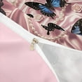 thumbnail image 3 of Manfei Black Blue Butterfly Comforter Cover Toddler, Girls Brocade Pearl Bedding Toddler Size, Princess Bed Set, Breathable Bedroom Decoration, Zipper Closure and Reversible 2-Piece, 3 of 6