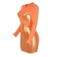thumbnail image 6 of Women Dresses Plus Dresses Round neck Solid Sexy Long Sleeved Fashion Dresses Orange Trendy Skirt Size XL, 6 of 7