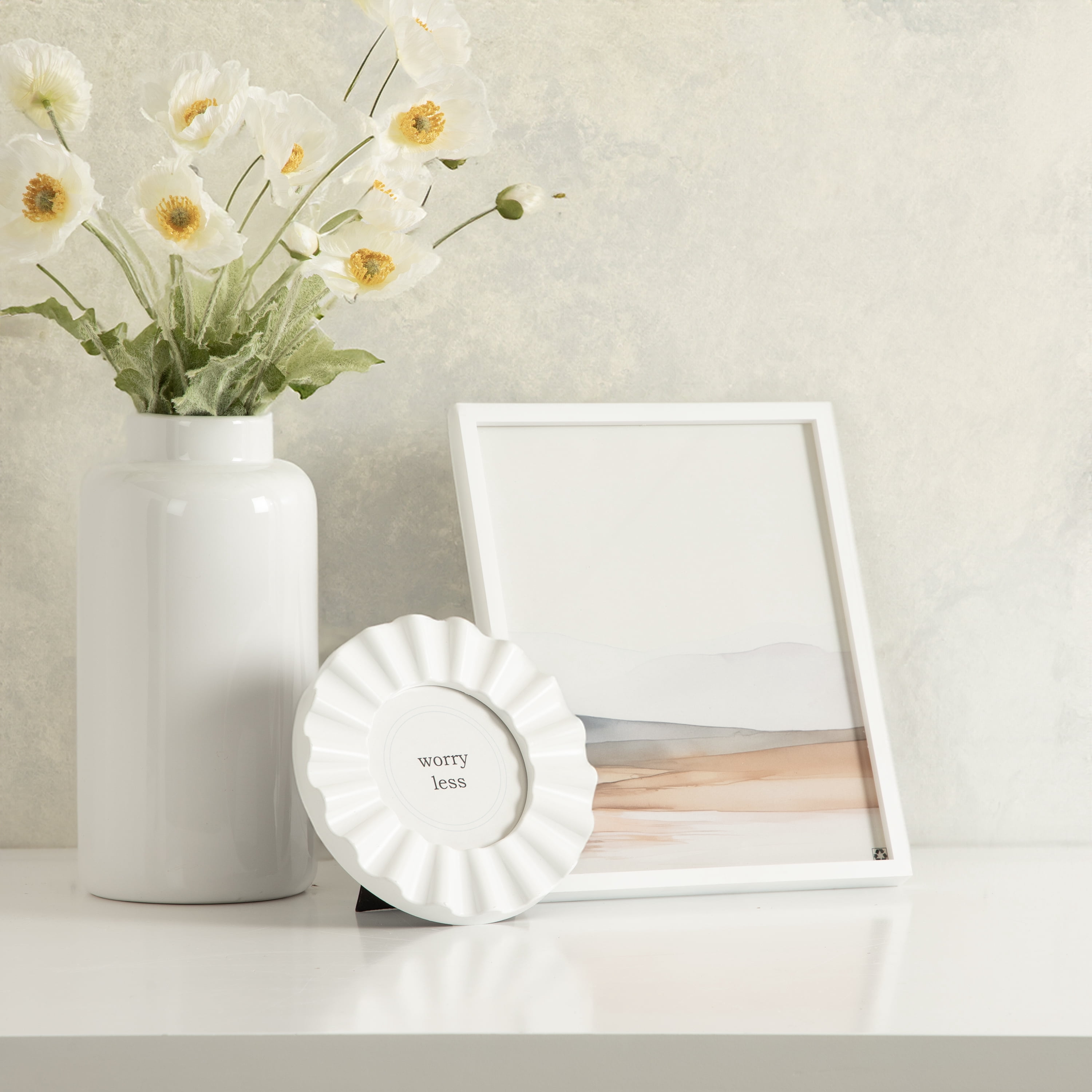 (2 pack) DesignOvation 8x10 Linear White Decorative Tabletop Picture Frame