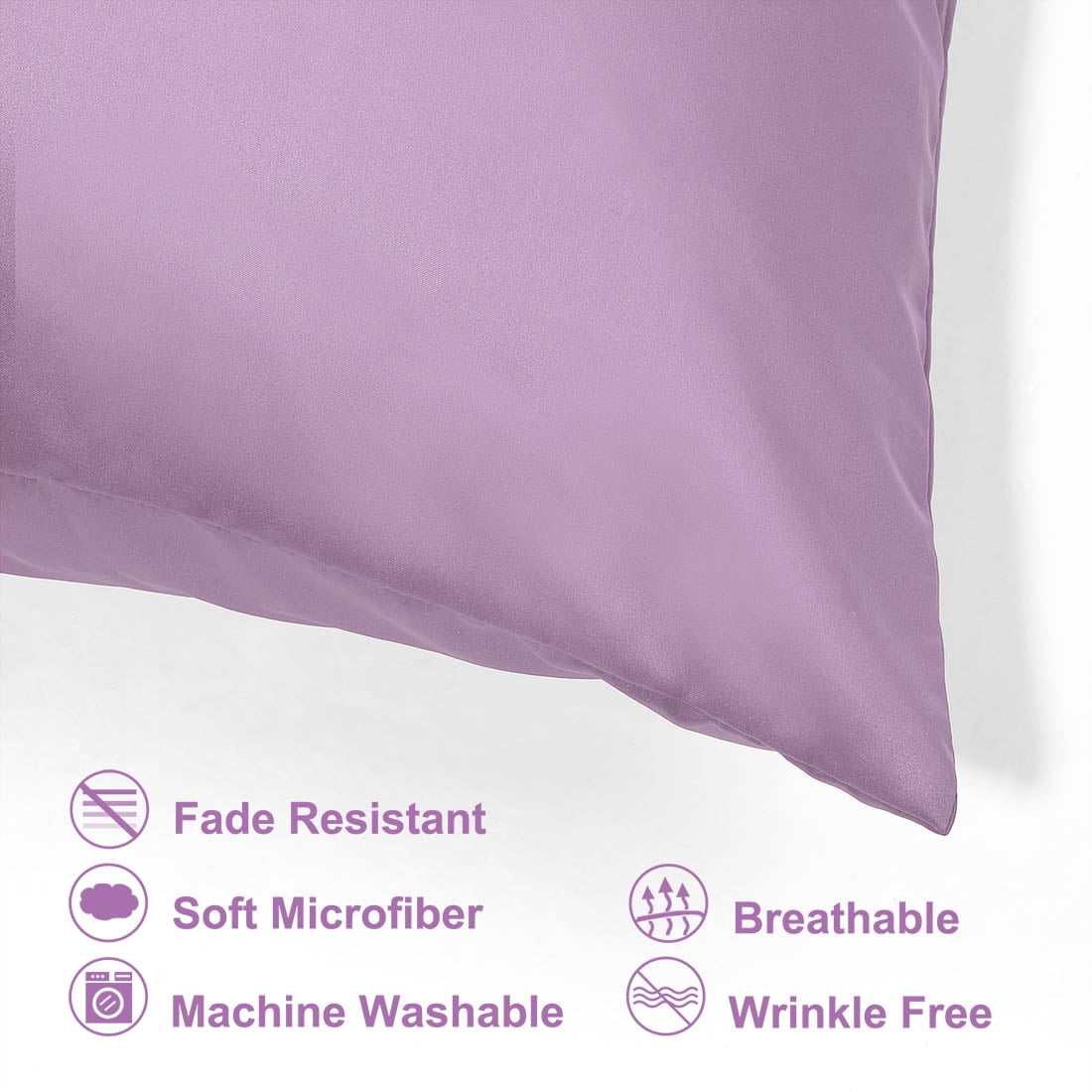 Unique Bargains Pillow Covers Silky Satin Zipper Pillowcases Set of 2 Mauve 21" x 27"