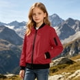 thumbnail image 6 of Lutiedan Girls Bomber Jacket Zip Up Waterproof Lightweight Windbreaker Jacket Casual Baggy Windproof Jacket with Pcoket Size 5-16, 6 of 10
