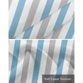 thumbnail image 6 of Blue Grey Striped Kitchen Valances for Windows Farmhouse Linen Window Valance Curtain for Living Room Window Treatment Geometric Vertical Stripes Minimalist Valance Rod Pocket Topper, 42 x 18 Inch, 6 of 6
