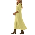 thumbnail image 6 of SETOOFF Women V Neck Long Sleeve Maxi Dress Loose Flowy Solid Color Split Side Long Tunic Dress Casual Vacation Beach Travel Daily Dress, 6 of 7