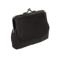 thumbnail image 3 of Black Genuine Leather Women's Change Purse Clasps Open Coin Flap Top Card Holder, 3 of 7