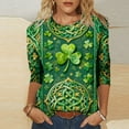 thumbnail image 2 of Ruimatai Women's St Patrick's Day Printed 3/4 Sleeve Round Neck Casual Top Comfortable Stretch Blouse for Daily Wear, 2 of 5