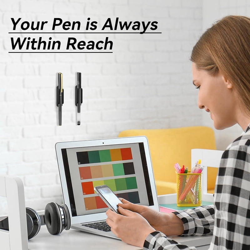 64Pack Adhesive Pen Holder Clipboard Pen Holder Stick on Pencil Holder Self Adhesive Silicone Pencil Marker Clip