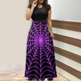 thumbnail image 1 of TIMIFIS Robes Maxi d'Halloween pour Femmes à Manches Courtes, Col Rond, Vintage, Halloween, Horreur, Citrouille Imprimée, Fête, Bal, Longue Robe Automne/hiver, 1 of 5