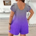 thumbnail image 4 of LADIGASU Women's Round Neck Short Plus Size Puff Sleeve Printing Pockets Casual Trendy Jumpsuit, 4 of 5