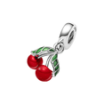 thumbnail image 4 of 925 Sterling Silver Red Cherry with Green Leaves Dangle Charm for Bracelet Charms Bangle Pendant Jewelry, 4 of 4