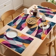thumbnail image 5 of Colorful Abstract Placemats Set of 6 Modern Geometric Vintage Place Mats Indoor Wipeable Table Mats Washable Cloth Dining Table Placemats for Kitchen Holiday Party Home Decor 13x19 Inch, 5 of 9