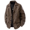 thumbnail image 1 of Veste en Cuir PU à Col Rabattu pour Hommes, Manches Longues, Tenue de Mode, 1 of 5